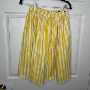 Yellow & White Striped Collectif Skirt